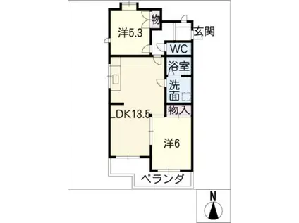 ロイヤル浅野(2LDK/1階)の間取り写真