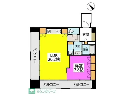 グランドメゾン福岡 THE CENTRAL LUXE(1LDK/2階)の間取り写真