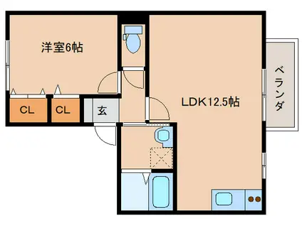 コロポックル(1LDK/2階)の間取り写真