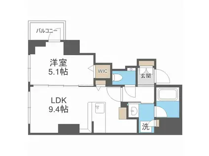 ラ・クラッセ札幌大通ウエスト(1LDK/8階)の間取り写真