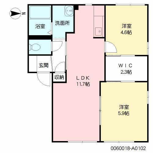 プラムハイツ 壱番館(2LDK/1階)の間取り写真