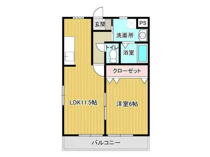 エスペランサ(1LDK/1階)の間取り写真
