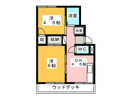 プレジール白樺(2DK/1階)の間取り写真