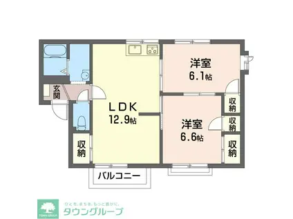 サンハイツフジII(2LDK/2階)の間取り写真