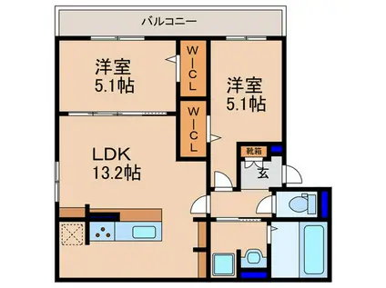 ビクトワールII(2LDK/2階)の間取り写真