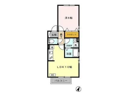 リヴェールA(1LDK/2階)の間取り写真