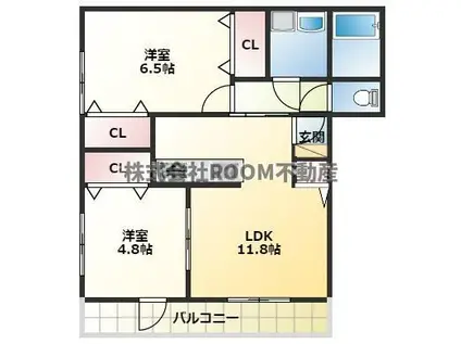 ネオハイツ宮丸(2LDK/2階)の間取り写真
