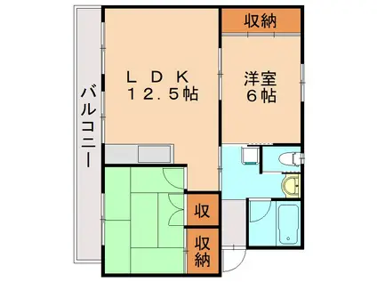 ヴィラナリー中間II 2号棟(2LDK/5階)の間取り写真