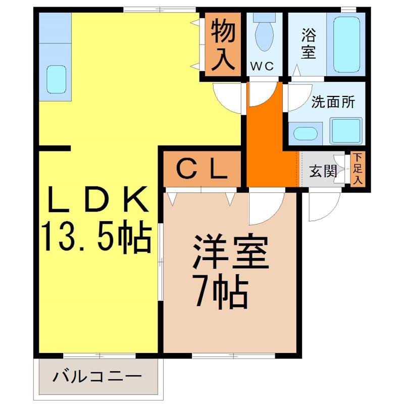カーサ・ミラソーレ(1LDK/2階)の間取り写真