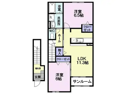 スリーアロー A(2LDK/2階)の間取り写真