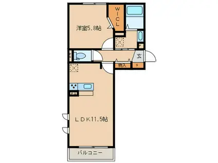 エミナール野間(1LDK/3階)の間取り写真