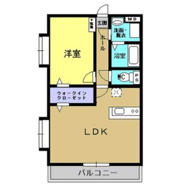 ティアラ・ハイツ日当平(1LDK/2階)の間取り写真