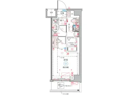 クレヴィスタ横浜矢向(1K/1階)の間取り写真