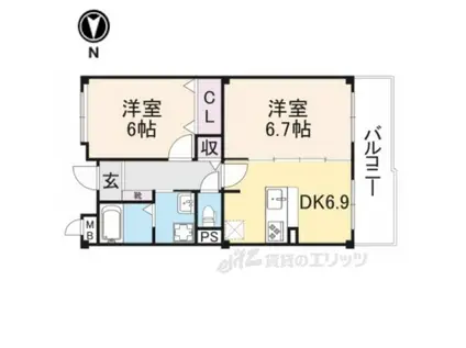 コート アプルーバル ネオ(2DK/2階)の間取り写真