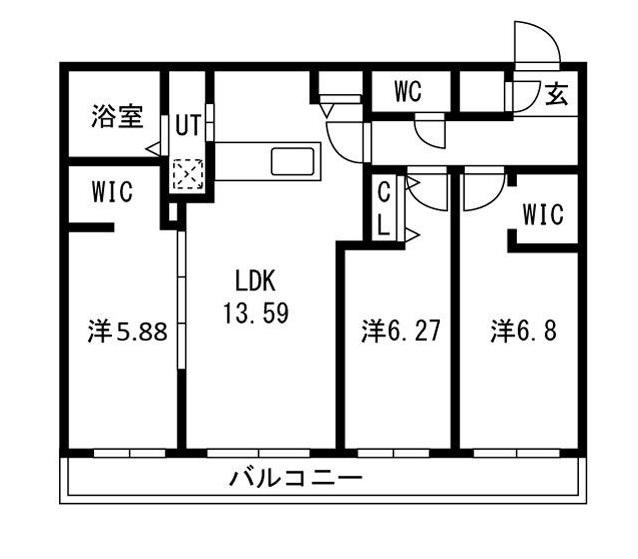 GEレジデンスFUKUZUMI(3LDK/2階)の間取り写真