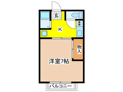 スチューデントハウス(1K/1階)の間取り写真