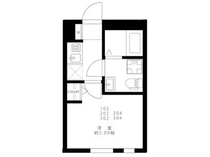栄町レジデンス(1K/3階)の間取り写真