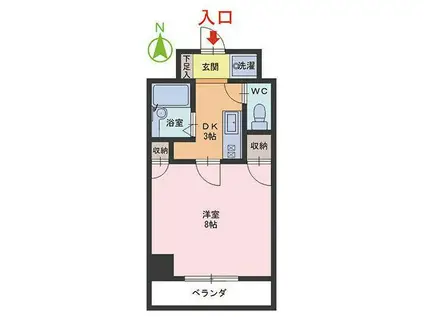 エル・ヴィエント(1DK/3階)の間取り写真