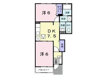 コモドカーサB(2DK/1階)の間取り写真