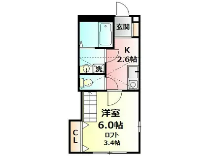 ピュアメゾン秦野南矢名(1K/2階)の間取り写真