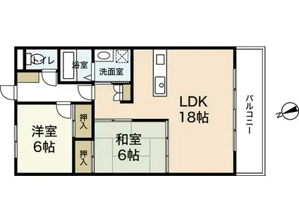 グレイスカワイI(2LDK/1階)の間取り写真