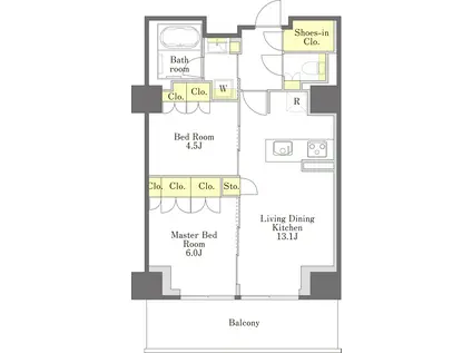 プライムメゾン江古田の杜ウエスト(2LDK/8階)の間取り写真
