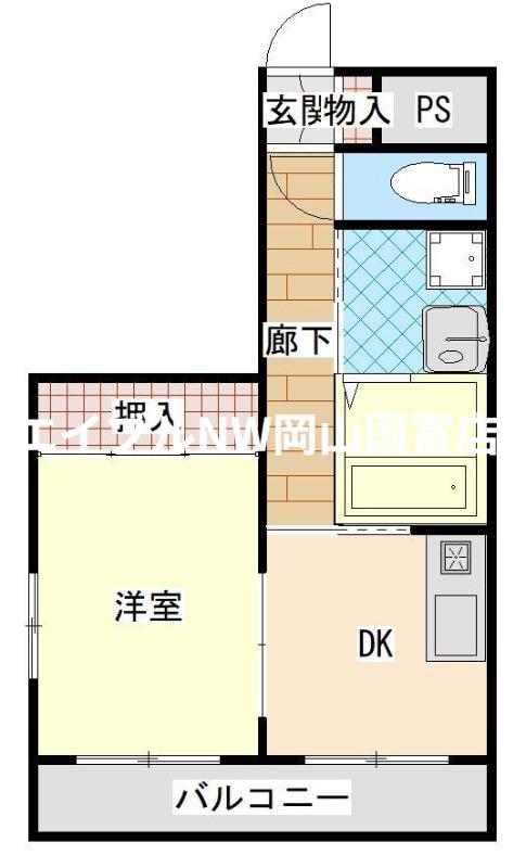 ハイツヨーコ(1DK/3階)の間取り写真