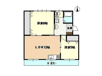 レイク平和A(2LDK/1階)の間取り写真