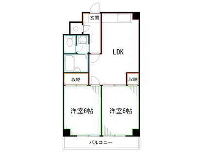 サンフローレ(2DK/4階)の間取り写真