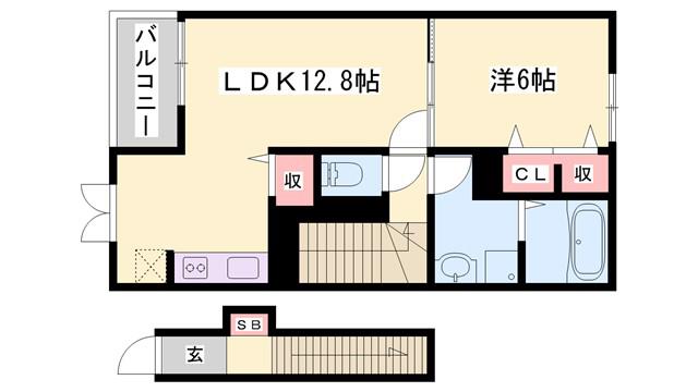 ラ・クレール・メゾン(1LDK/2階)の間取り写真
