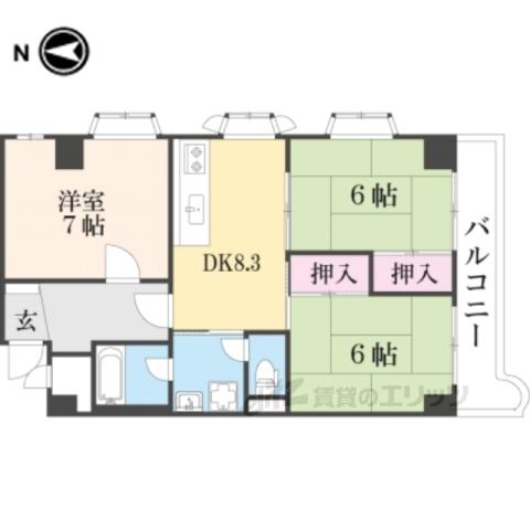 エトワール長岡京(3LDK/2階)の間取り写真