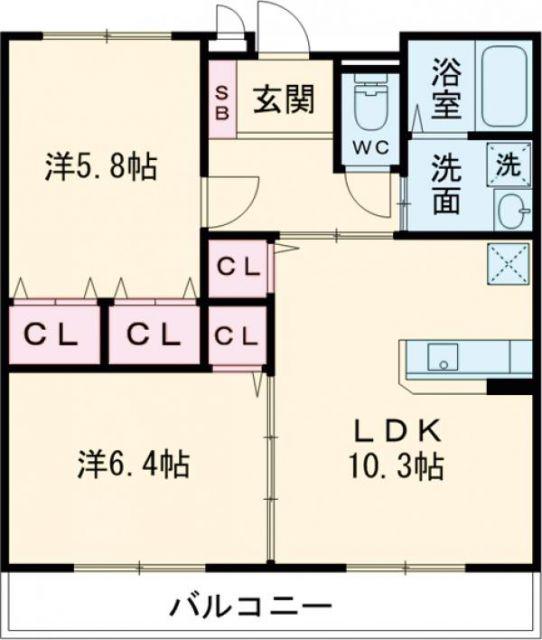 ルミエール栄(2LDK/2階)の間取り写真