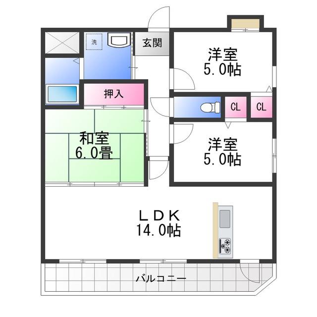 ルナ・ピエーナ泉北(3LDK/5階)の間取り写真