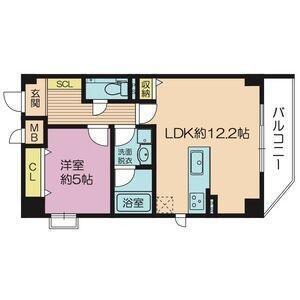 ゼクス九条(1LDK/7階)の間取り写真