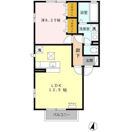 メゾン・ルアーIII(1LDK/1階)の間取り写真