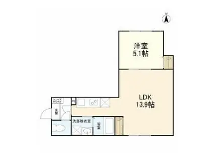 ウェルスクエアイズム下北沢 2F(1LDK/2階)の間取り写真