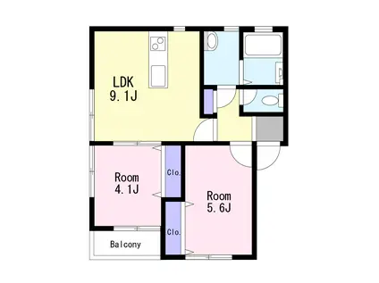 エバーライフ東加古川(2DK/1階)の間取り写真