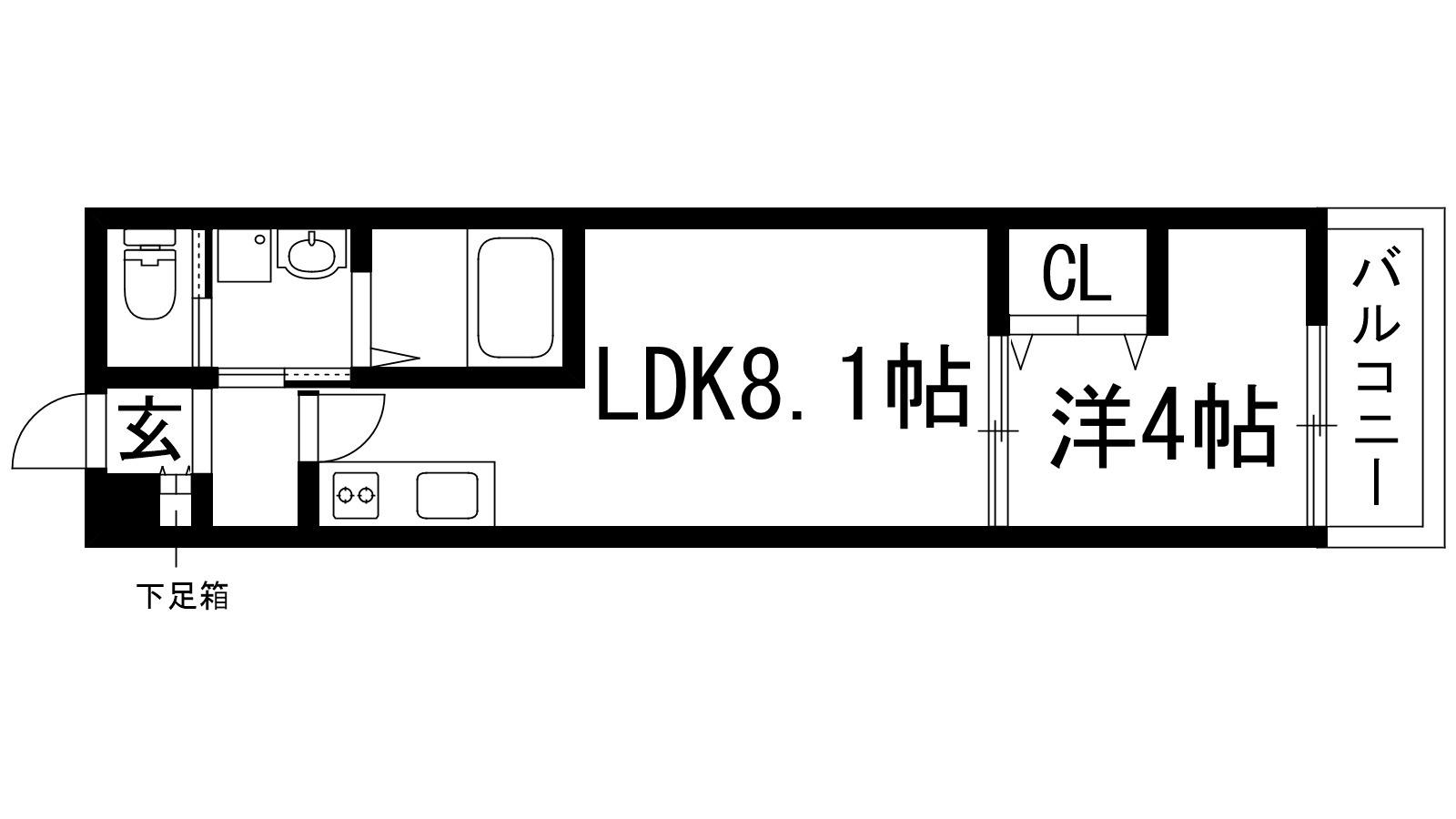 アレグリア逆瀬川(1LDK/3階)の間取り写真