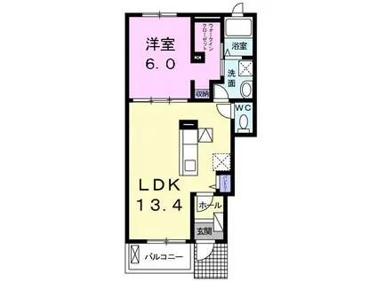 ファヌアンA(1LDK/1階)の間取り写真