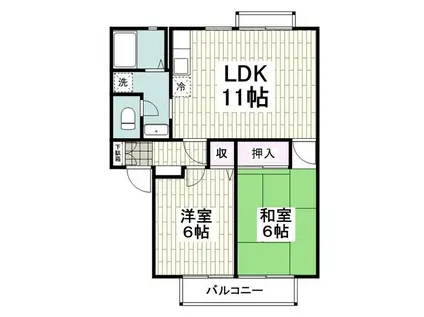 ニューハビテーション(2LDK/1階)の間取り写真
