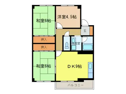 カルムハイツ千代田(3DK/3階)の間取り写真