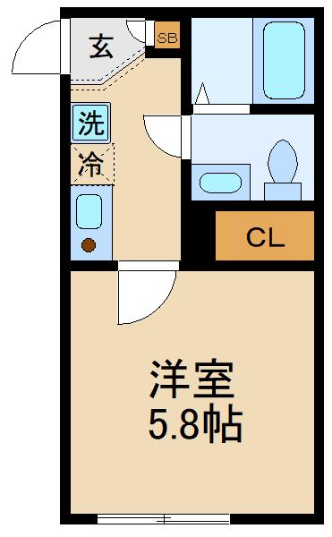 エスコート松戸新田(1K/1階)の間取り写真