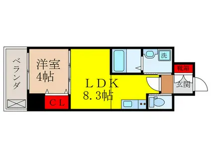 クローバー・クレア石橋阪大前(1LDK/6階)の間取り写真