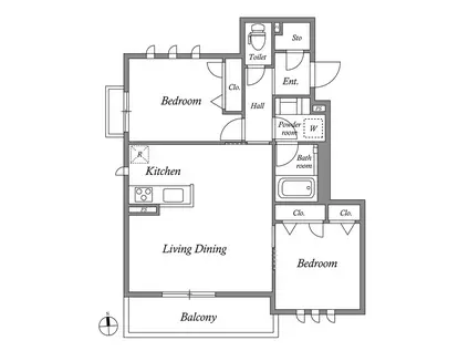 フォレストガーデンノース(2LDK/1階)の間取り写真