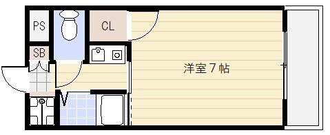 ローズインローズ2(1K/2階)の間取り写真