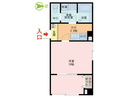 グランドール丸岡(1DK/3階)の間取り写真