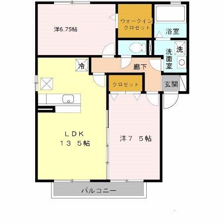 MODESTYB棟(2LDK/2階)の間取り写真