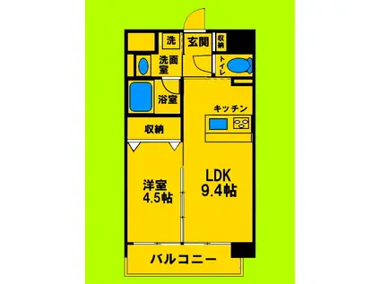 第25関根マンション(1LDK/9階)の間取り写真