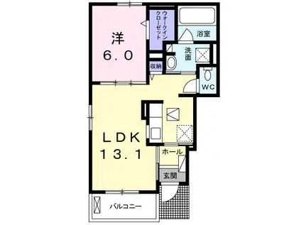 カーサ・フランブリーズII(1LDK/1階)の間取り写真