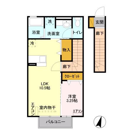 セジュール石倉(1LDK/2階)の間取り写真
